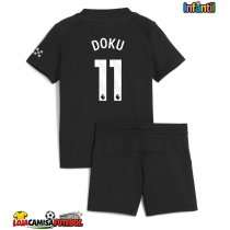 Camisa de Futebol Manchester City Jeremy Doku #11 Equipamento Secundário Infantil 2025-26 Manga Curta (+ Calças curtas)
